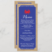 Menu Bruiloftsreceptie Krab Koken Strand Kaart (Voorkant / Achterkant)