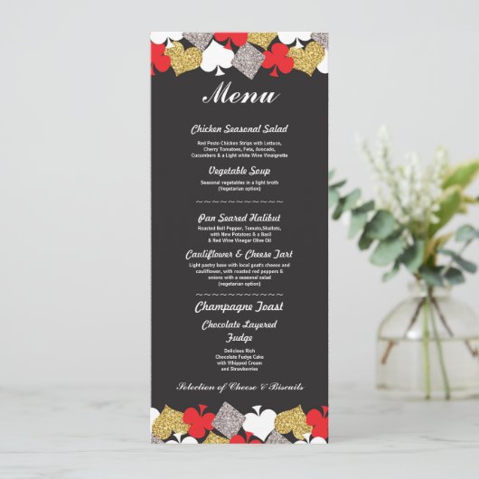 Menu Bruiloftsreceptie Las Vegas Casino Kaart (Staand voorkant)
