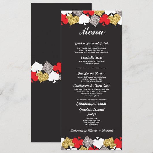Menu Bruiloftsreceptie Las Vegas Casino Kaart (Voorkant / Achterkant)