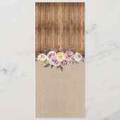 Menu Bruiloftsreceptie Rustieke Jute Hout Bloem (Achterkant)