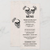 Menu Bruiloftsreceptie Rustieke Schedels Rozen Men Kaart (Voorkant / Achterkant)