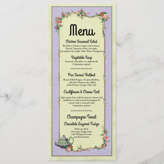 Menu Bruiloftsreceptie Wonderland Theekan Kaarten (Voorkant)