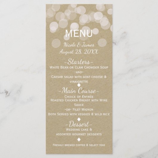 Menu Bruin Papier Eenvoudig Rustig Licht Weddensch (Voorkant)
