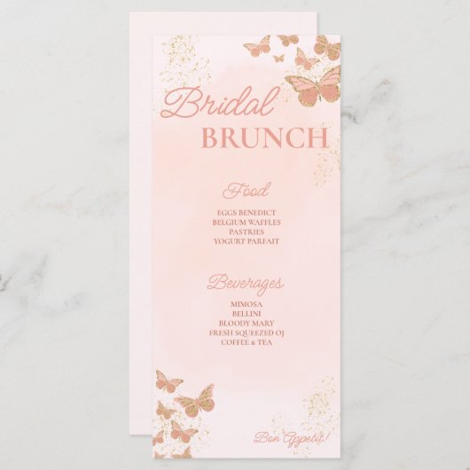 Menu Butterflies Vrijgezellenfeest (Voorkant / Achterkant)