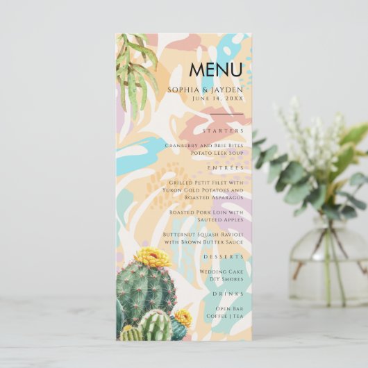 Menu Cactus Tropische Palmboom Woestijn Boho Bruil (Staand voorkant)