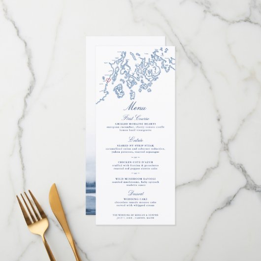 Menu - Camden Maine Penobscot Bay-kaart (Voorkant / Achterkant in situ)