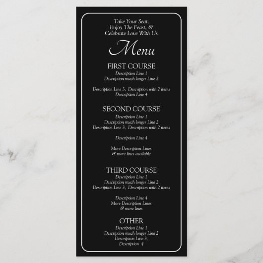 Menu Card - Black White - Add your own details (Voorkant)