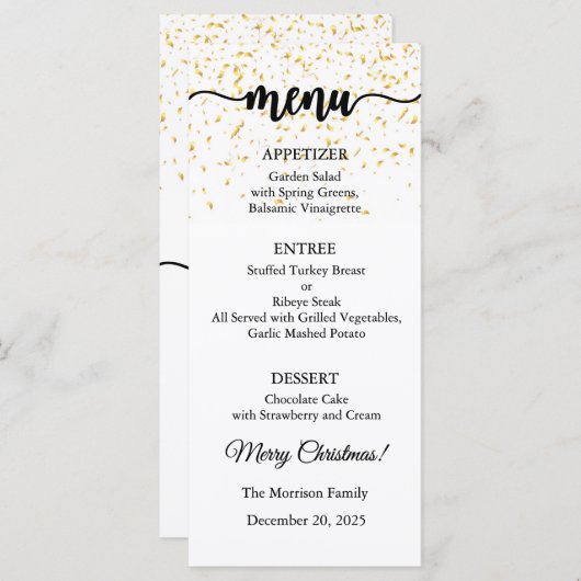 Menu Card, Christmas Menu, Dinner, Lunch (Voorkant / Achterkant)