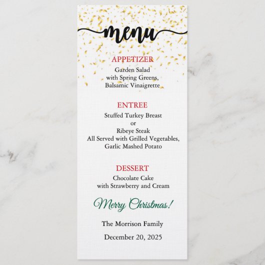 Menu Card, Christmas Menu, Dinner, Lunch Kaart (Voorkant)