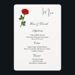 Menu Card-Red Rose<br><div class="desc">This Menu Card template is shown on the basic paper in white with a lovely red rose print design. Script and standard text in a black color. Customize the names and menu items by clicking the customize or edit button, use the offered templates to change to your information. Stock Print...</div>