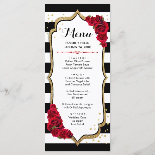 Menu Card - White Black Red Gold (Voorkant)
