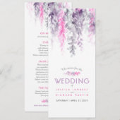 Menu cascading roze paarse bloemige waterverf (Voorkant / Achterkant)