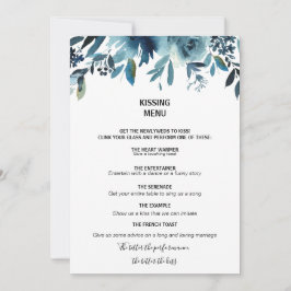 Menu Celestial Navy Blue Floral Kissing