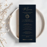 Menu Celestial Sun en Moon<br><div class="desc">Deze unieke, aanpasbare trouwmenukaart is ontworpen om te coördineren met ons Celestial Mystic Collectie en biedt prachtige gouden hemellichamen op een donkere marinekleur. Voor een meer geavanceerde aanpassing van dit ontwerp, bijvoorbeeld het wijzigen van de lay-out, het lettertype of de tekstgrootte, klikt u hierboven op de knop "AANPASSEN". Neem contact...</div>