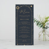 Menu Celestial Sun en Moon Gold en Navy (Staand voorkant)