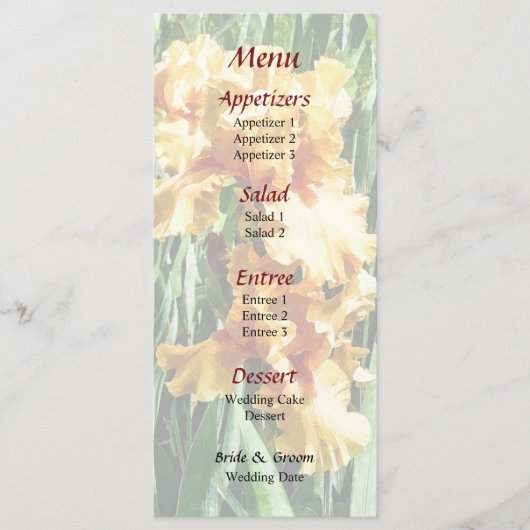 Menu Celtic Glory Irise Wedding (Voorkant)