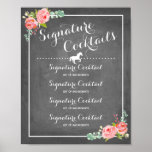 Menu Chalkboard Signature Drink met paardenmotief Poster<br><div class="desc">Het Menu van de Drink van de Handtekening van het Chalkboard met rode rozen van de waterverf en een paardenmotief.</div>