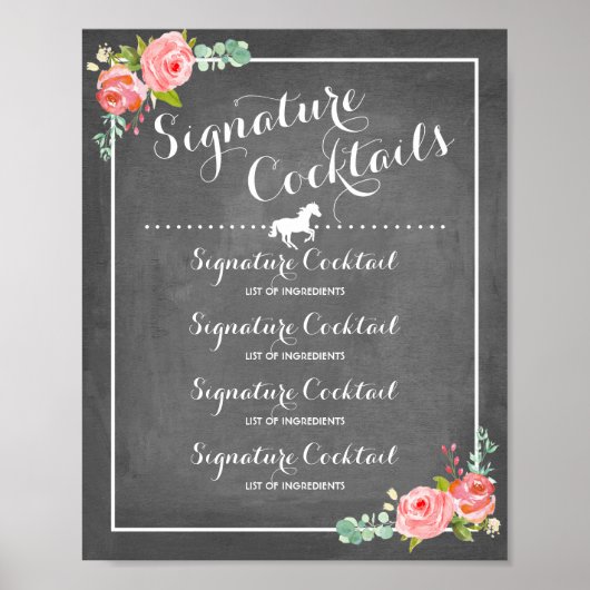 Menu Chalkboard Signature Drink met paardenmotief Poster (Voorkant)