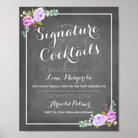 Menu Chalkboard Signature Drink | Weddenschap-deco Poster (Voorkant)