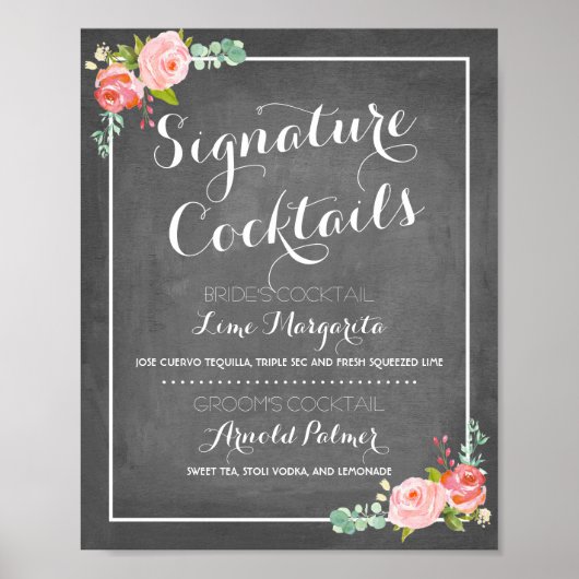 Menu Chalkboard Signature Drink | Weddenschap-deco Poster (Voorkant)