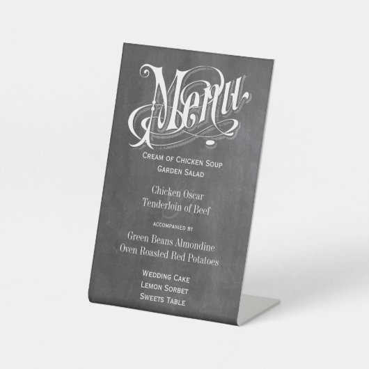 Menu Chalkboard Style Retro Typografie Reclamebord Met Voetstuk (Voorkant)