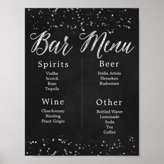 Menu Chalkboard Wedding Bar Poster (Voorkant)