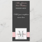 Menu Charcoal Pink Monogram Weddenschap (Voorkant)