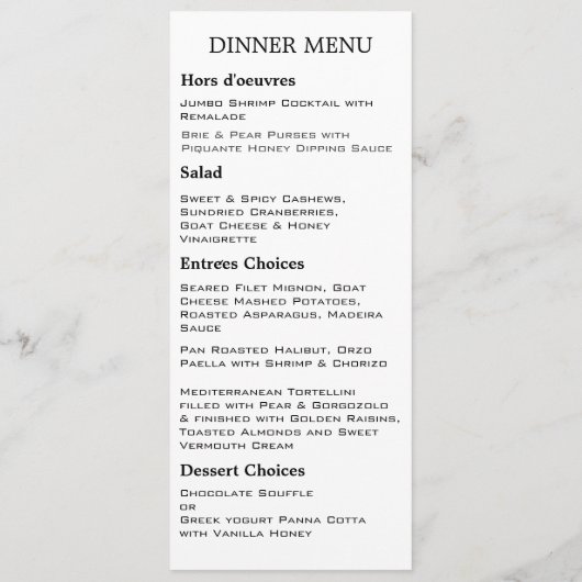 Menu Charlamain Damask Wedding (Achterkant)