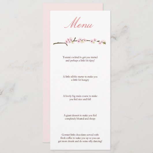 Menu Cherry Blossom Branch (White) (Voorkant / Achterkant)
