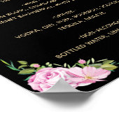 Menu Chic Black Roze Roses Drinken Poster (Hoek)