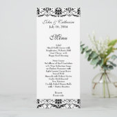 Menu Chic Black & White Damask Wedding Table (Staand voorkant)