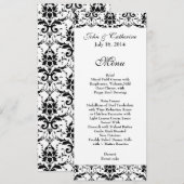 Menu Chic Black & White Damask Wedding Table (Voorkant / Achterkant)