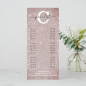 Menu Chic Blush Pink Glitter Monogram Salon Nails (Staand voorkant)