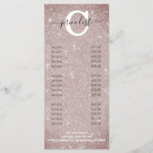 Menu Chic Blush Pink Glitter Monogram Salon Nails (Voorkant)