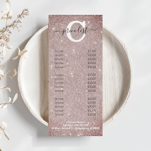 Menu Chic Blush Pink Glitter Monogram Salon Nails