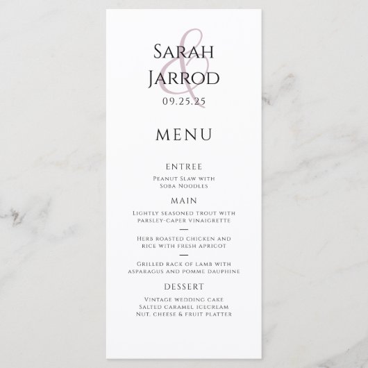 Menu Chic Dusty Pink Wedding (Voorkant)