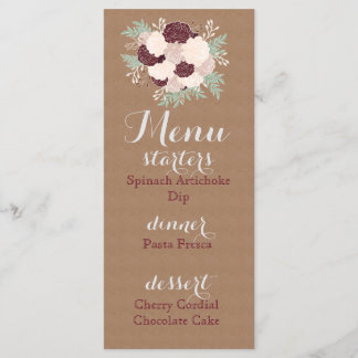 Menu Chic Floral Reception - Dark Wine Accent