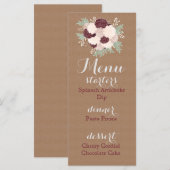Menu Chic Floral Reception - Dark Wine Accent (Voorkant / Achterkant)
