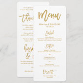 Menu Chic Hand Lettered Gold Wedding Hartelijk dan (Voorkant / Achterkant)