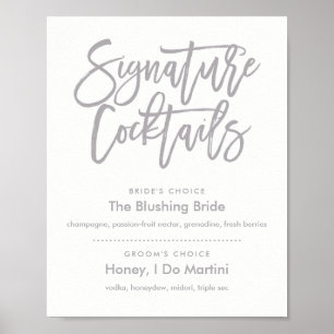 Menu Chic Hand Lettered Signature Cocktails Poster