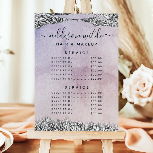 Menu Chic Paars Black Silver Service Prijs