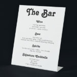 Menu Chic Retro Vintage Wedding Drinken Bar Reclamebord Met Voetstuk<br><div class="desc">De bar is open. Het Chic Wedding Bar Menu Sign. met retro geïnspireerde typografie en een aanraking van vintage - een trendy zwarte en witte drinken menu voor uw bruiloft of een andere viering. Eenvoudig gezet in uw eigen menu van drinken - alle kleuren (achtergrond en tekstkleur) kunnen ook worden...</div>