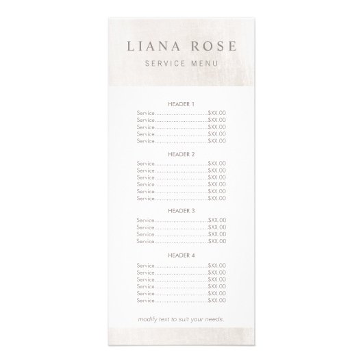 Menu Chic White Marble Salon and Spa Price List (Voorkant)