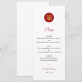 Menu Chinees Double Happiness Red Gold Wedding (Voorkant / Achterkant)