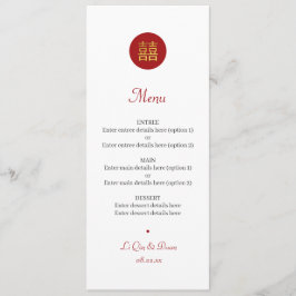 Menu Chinees Double Happiness Red Gold Wedding