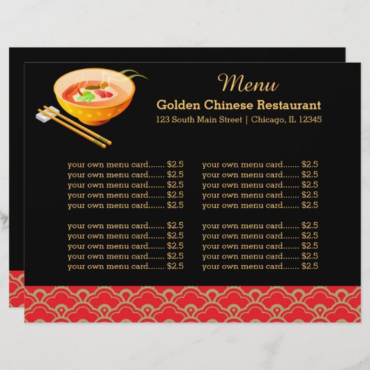 Menu Chinees restaurant