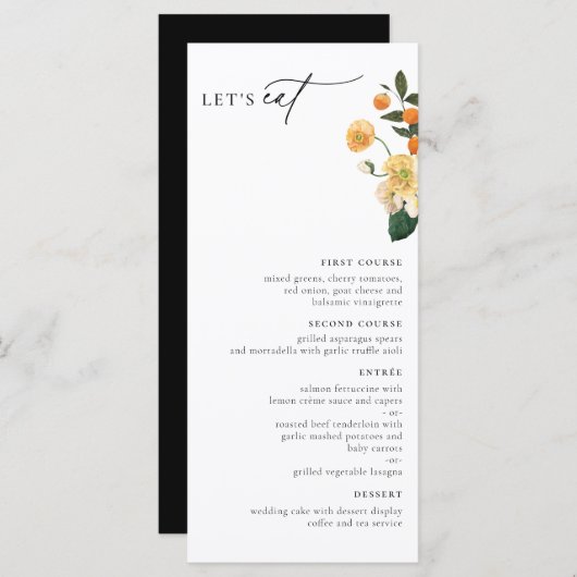 Menu Citrus Oranje Floral (Voorkant / Achterkant)