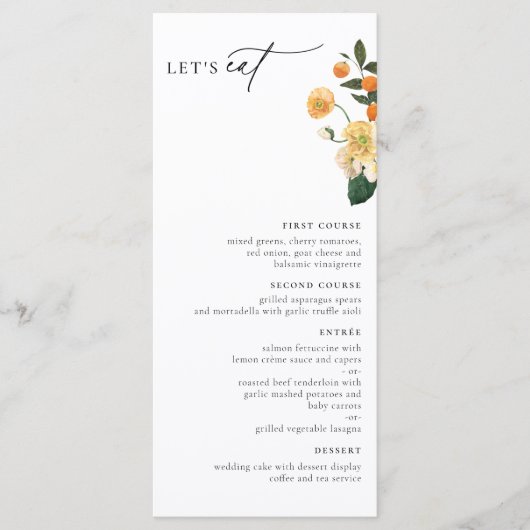 Menu Citrus Oranje Floral (Voorkant)