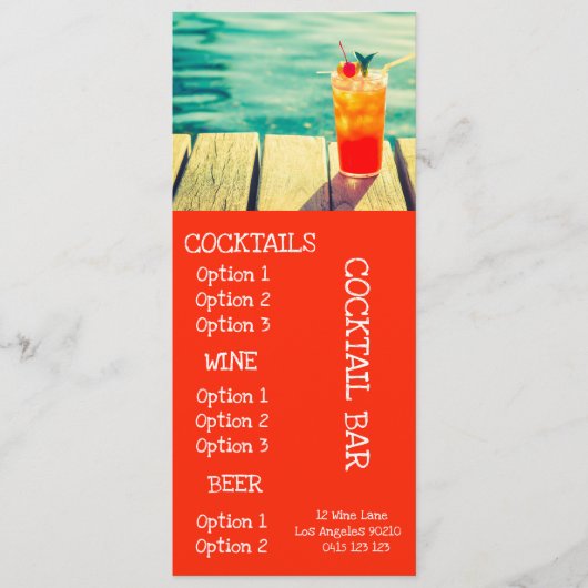 Menu Cocktail Bar-drinken (Voorkant)