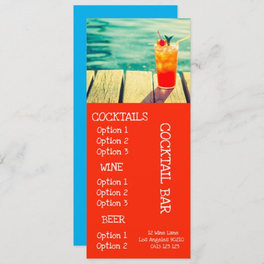 Menu Cocktail Bar-drinken (Voorkant / Achterkant)